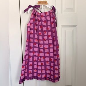 Hanna Andersson Purple and Pink Ribbon Tie Checkered Dress